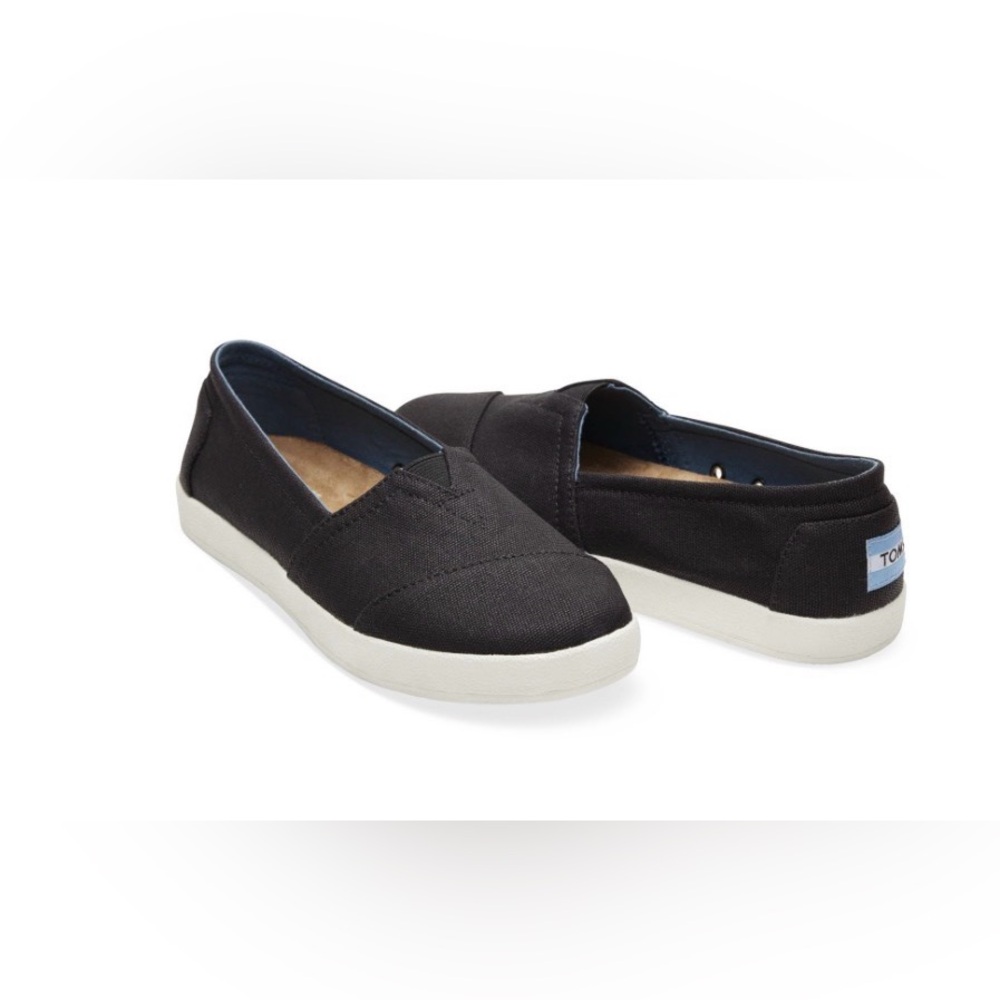 Toms Coated Canvas Avalon Slip On Shoes, Size 7.5, Black